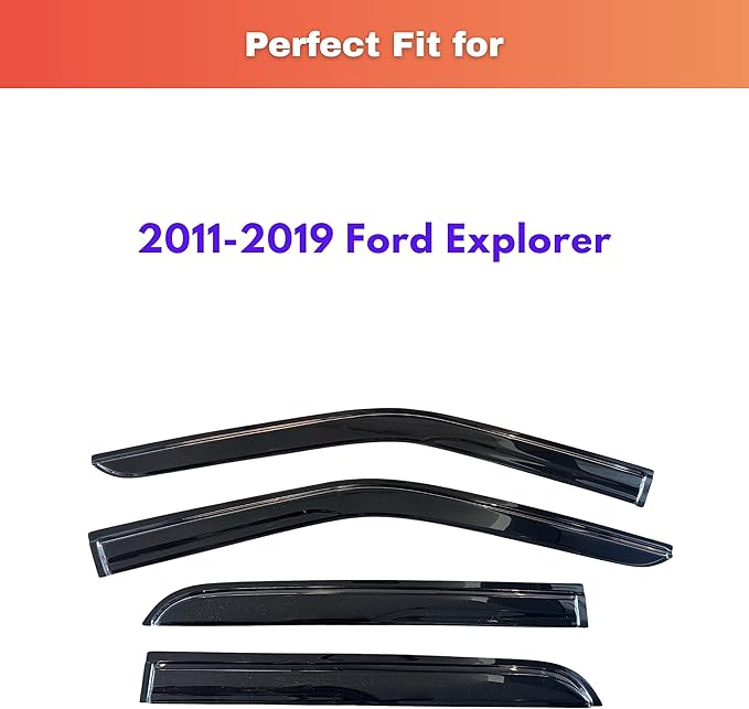 KPY Rain Guards Fit for 2011-2019 Ford Explorer, Out-Channel Window Visors Vent Wind Deflectors 4PC, Car Accessories for 11-19 Explorer