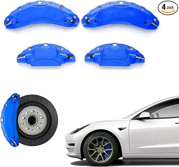 Brake Caliper Covers Set of 4 Compatible with for Tesla model 3 Accessories，2017-2023 18/19 inch Wheel Hub Brake Caliper Covers -Fit For Tesla Model3 Sports blue Brake Caliper(Sports blue)