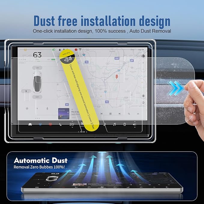 3-in-1 (16") Tesla Model Y Accessories 2026 Juniper Screen Protector [No Glare & Fingerprint] for 16 Inch Model Y Juniper Premium & Performance - 9H Tempered Glass with Alignment Kit, Matte