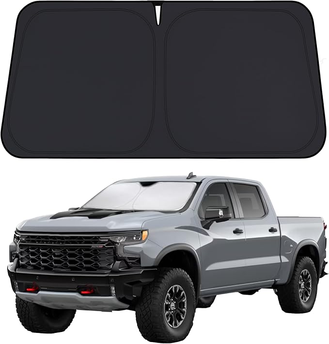 EcoNour Windshield Sunshade for Chevrolet Silverado 1500 2019-2024 2025 2026, Sun Visor for Front Windshield & Window Sun Shade Cover, UV Heat Blocker & Protector, Car Accessories