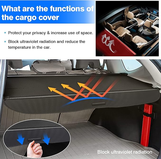 Powerty Cargo Cover for 2012-2016 Honda CRV Trunk Cover Retractable Trunk Shielding Shade Cargo for 2012-2016 CR-V Accessories Luggage Cover Black