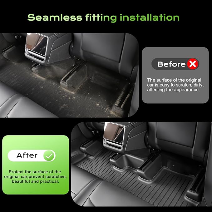ThinSGO for Tesla New Model Y Juniper Underseat Protector Seat Slide Rail Cover Rear Row Under Seat Rail Anti-Kick Protector Accessories for Tesla New Model Y (Juniper) Interior Accessories 2025-2026