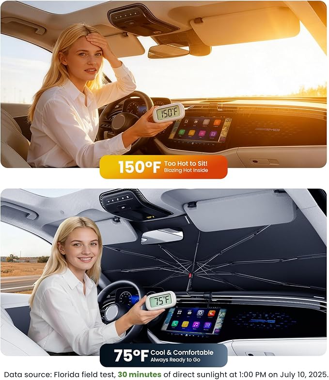 Zanch 2026 Upgraded Windshield Sun Shade Umbrella: Custom Fit for Mazda CX-5 2013-2025 Front Window Sunshade, Block UV Rays & Keep Car Cool, Precision 1:1 Scan for Mazda CX-5, No Gaps & No Scratches.