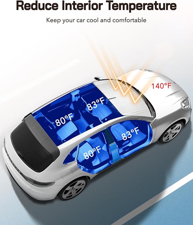 Windshield Sun Shade for Tesla Model X 2016-2025. Full Coverage Rearview Mirror Shade for Ultimate Protection