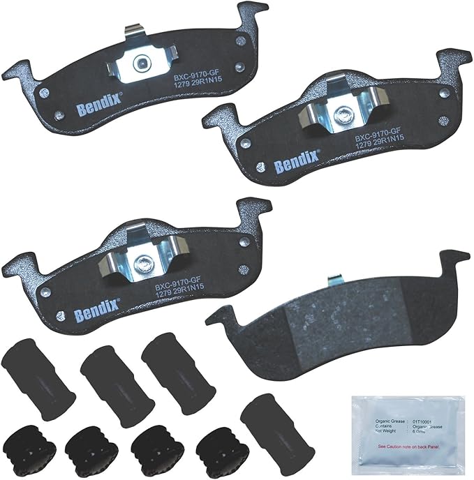 Bendix Priority1 CFC1279 Ceramic Rear Brake Pads for Ford Expedition 2017-2007, Lincoln MKT 2015-2013, MKT 2019-2017, Navigator 2017-2007