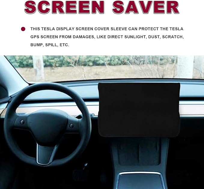 Vrasly Screen Protector Cover - Display Protection and Sun Shade Protector, Compatible 2016-2023 Tesla Model 3 Y Center Console Display Cover to Protect from Scratch, Dust and Heat