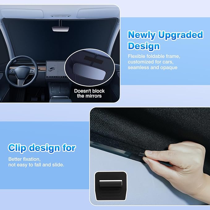 T TGBROS Windshield Sun Shade for Dodge Charger 2011-2024 Car Window Shades Thicken UV Block and Blackout Privacy Foldable Sunshades 6PCS Accessories Keep Cool Sun Visor Covers