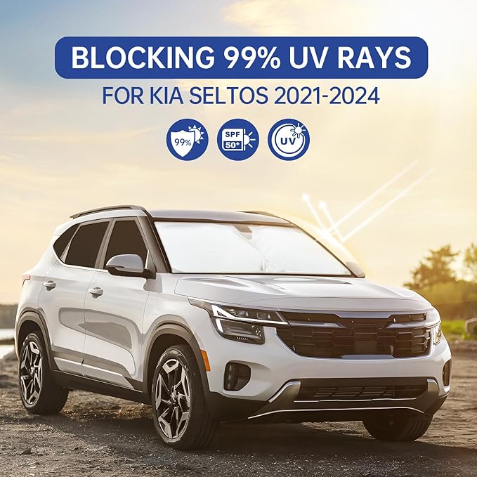 8PCS Car Window Shades for KIA Seltos KX3 2021-2024, Window Covers for Seltos KX3 Windshield Side Rear Windows, Full Set Privacy Protection Car Sunshade with UV Blocking for Camping Napping