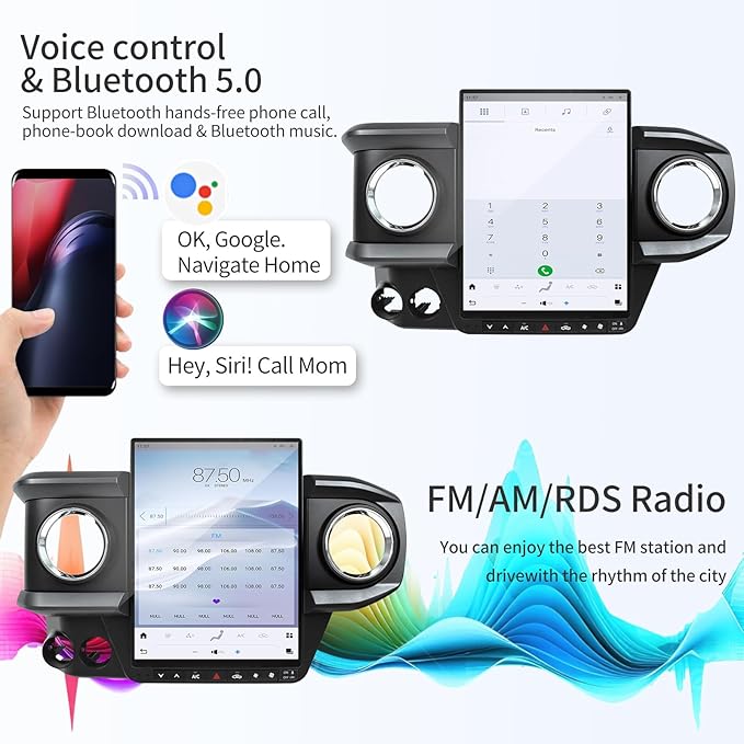 Qualcomm Car Radio for Toyota Tacoma 2016-2023 Stereo Upgrade Wireless CarPlay/Android Auto 8+128G 13.8 Inch Tesla Style 2K Touch Screen with DSP GPS 4G WiFi FM/AM SWC Support Factory Backup Camera