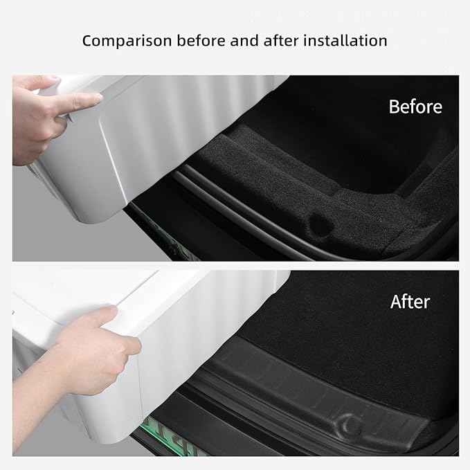 LUCKEASY Rear Bumper Guard for Tesla Model Y Juniper 2025 2026 Rear Trunk Bumper Guard Sill Cover Protector For Model Y Accessories TPE Black