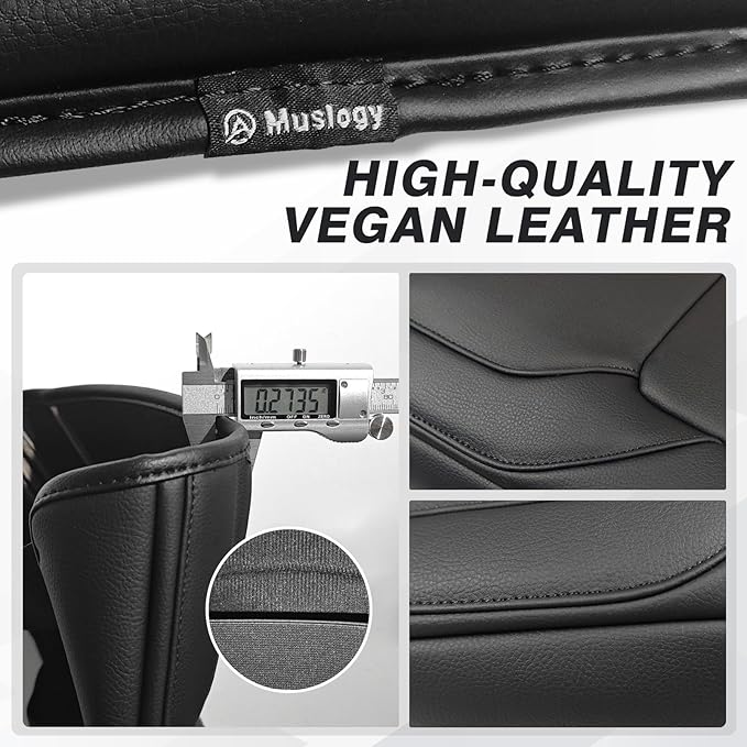 Muslogy Center Console Armrest Cover Fit for Dodge Ram1500 2500 3500 2019-2026 Accessories, Comfort Armrest Pad Console Lid Cushion Vegan Leather Regular Thick(Bucket Seat ONLY, NO Limited,Laramie)