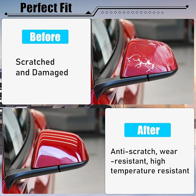 Jaronx Compatible with Tesla Model 3 Side Mirror Cover Replacement 2017 2018 2019 2020 2021 2022 2023 2024 2025, Driver Side Door Rear View Mirror Covers Caps for Model 3 Accessories(Red)