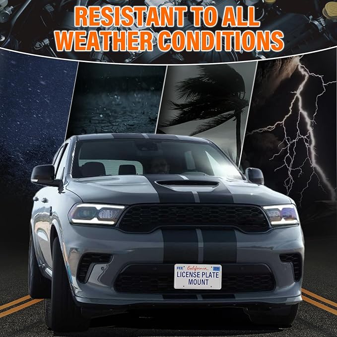 Front License Plate Holder No-Drill License Plate Bracket Mount Anti-Theft Frame Replacement Frames Compatible with 2008-up Challenger, 2011-up Charger, 2011-up Durango, 2011-up Grand Cherokee