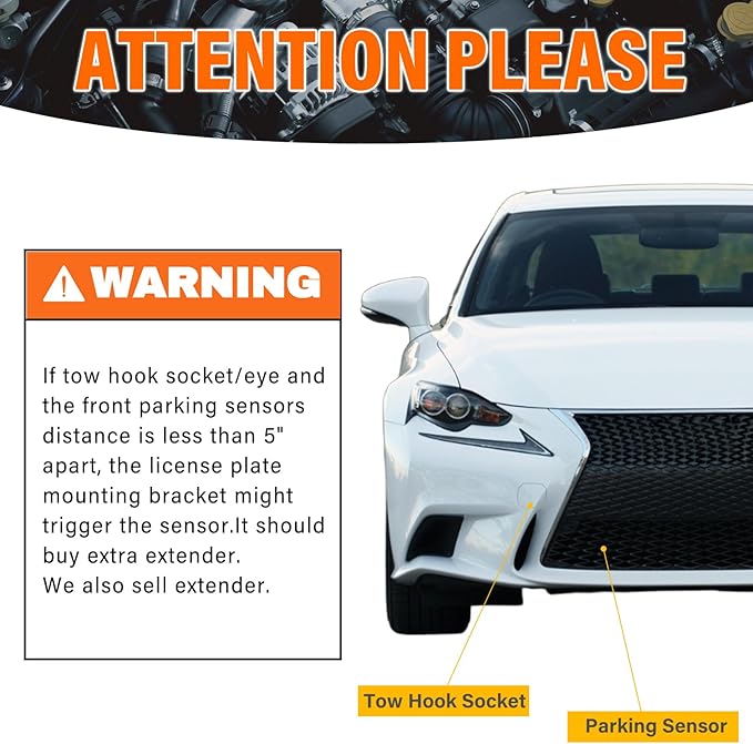 Front License Plate Holder No-Drill License Plate Bracket Mount Anti-Theft Frame Replacement Frames Compatible with 2015-up Lexus RC,Install in Seconds