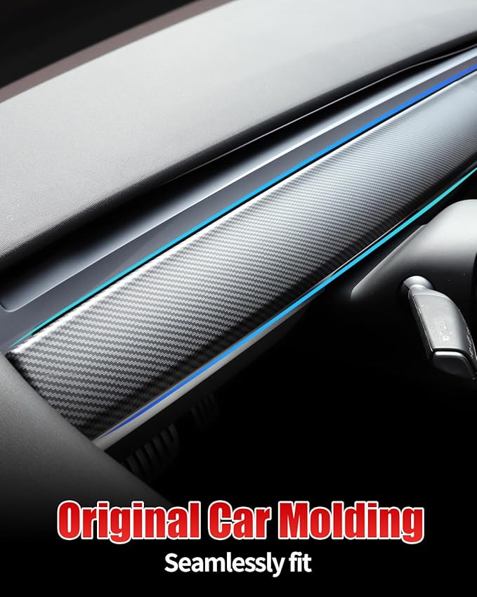 KKTR-CAR Dashboard Cover Wrap and Front Door Inner Armrest Panel Cover Trim Compatible with Tesla Model 3 2021-2023 Model y 2020-2025,NOT for Performance (Matte Carbon Fiber Pattern 2pcs, 2pcs)