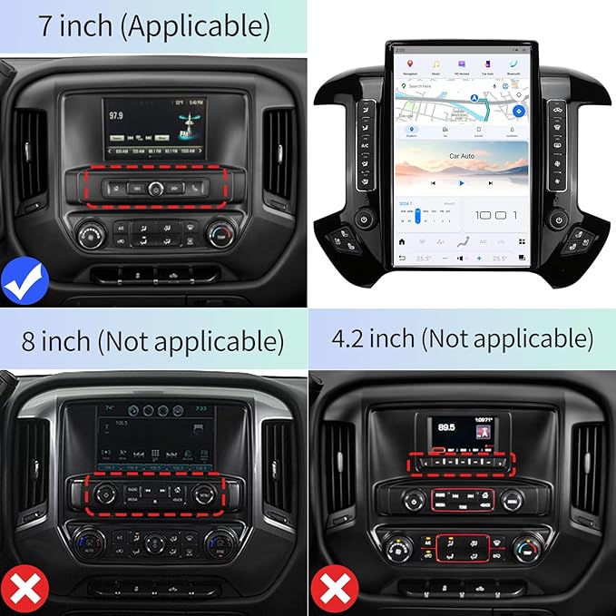 Car Radio for Chevrolet Silverado GMC Sierra 2014-2019 Stereo Replacement Head Unit 14.4 Inch 2K IPS Touch Screen Tesla Style Carplay Android Auto GPS Navigation Multimedia Play OEM 7 Inch（Black）