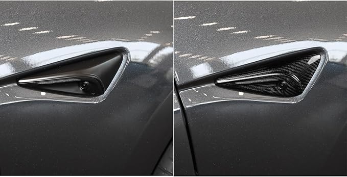 Real Carbon Fiber Protection for 2025 2026 Tesla Model 3/Y Highland Juniper Accessories HW4.0 Side Camera Full Cover Vehicle Molding Car Turn Signal Exterior Trim 2PCs, Glossy, not ABS