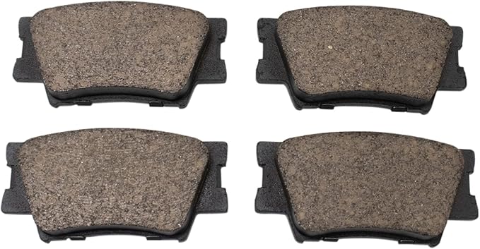 TRQ Rear Ceramic Brake Pad Set Includes Contact Point Grease Hardware Compatible with 13-18 Lexus ES300h 07-18 ES350 10-12 HS250h 08-18 Toyota Avalon 07-19 Camry Manual Parking Brake 06-18 RAV4