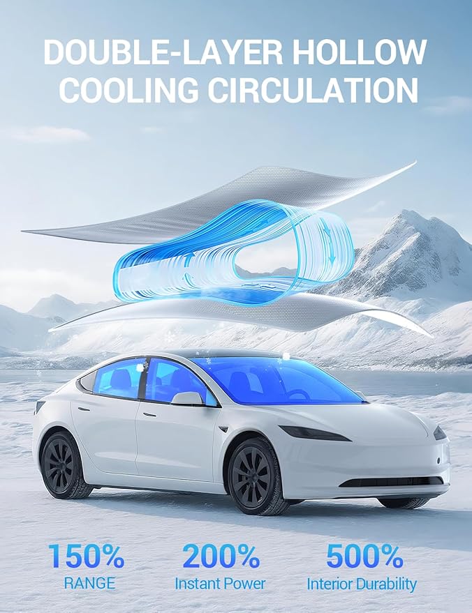 Motrobe 2026 Tesla Model 3 Highland Sunshade Roof [Sag-Free No Gaps] Glass Roof Sun Shade [Ice-Crystal Coatings] Sun Protection Heat Insulation Sunroof Model 3 Highland Accessories 2024-2026 Gray