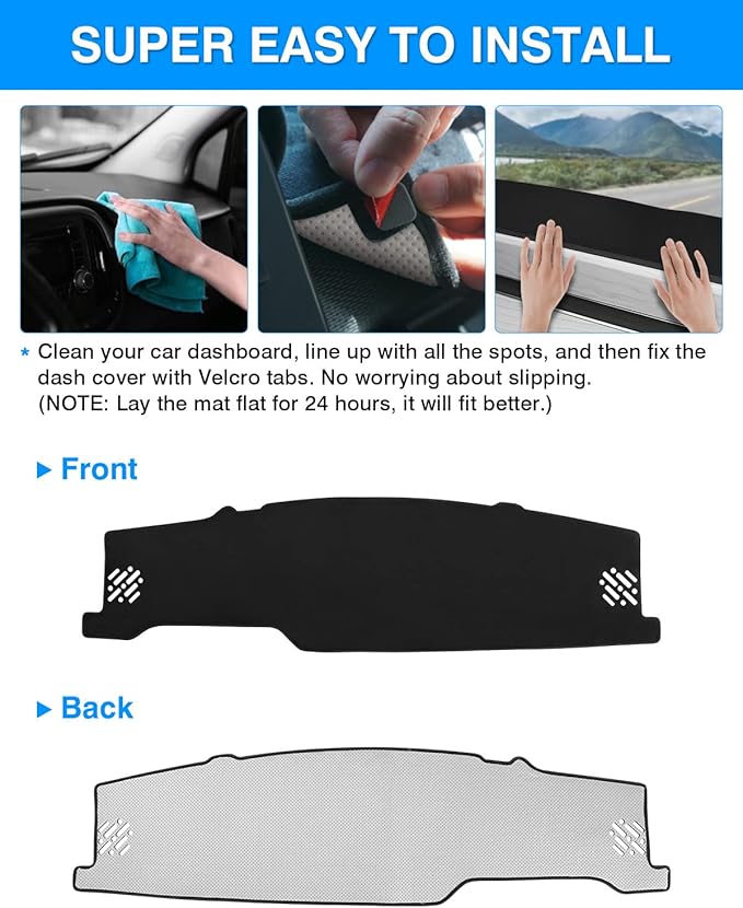 Autorder Dashboard Cover Mat for Rivian R1T 2022-2025 2026 Accessories Dash Cover Flannel Dash Mat Sunshade Glare UV Rays Protector