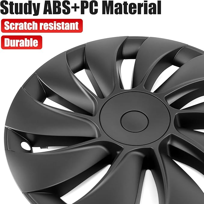 19" Wheel Covers Compatible with Tesla Model Y 2025-2026 Wheel Center caps Black Rims Matte Black ABS Hubcaps Snap-On Compatible with Tesla Y Juniper 2026 19-inch Wheel