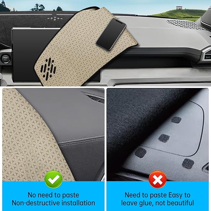 MASHA Dashboard Cover for Toyota Tacoma 2024 2025 2026, Flannel Dashboard Mat Non-Slip Center Console Decorative Interior Auto Accessories (Without HUD)