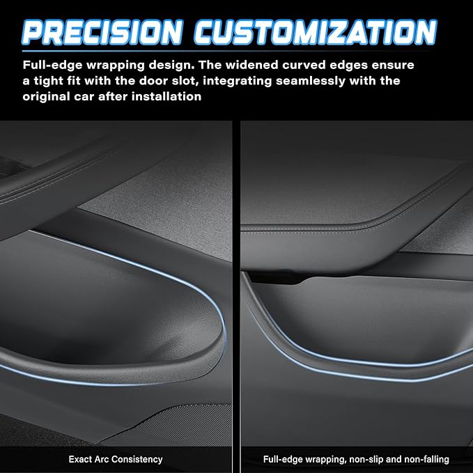 4PCS Door Side Storage Box Full Arounding for Tesla Model Y Juniper 2025 2026 Front & Rear Door Pocket Inner Organizer Trays Full Cover for Model Y Juniper Accessories TPE