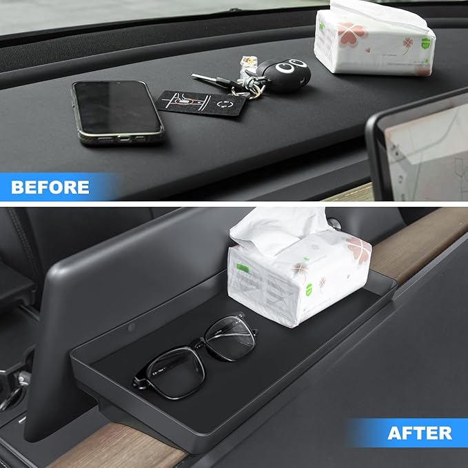 for Tesla Model Y Upgrade Behind Screen Storage Box Dashboard Hidden Organizer Tray Non-Slip Sunglass Card Holder for 2021-2023 Tesla Model 3 and 2021-2025 Model Y (Not fit 2025 Juniper)