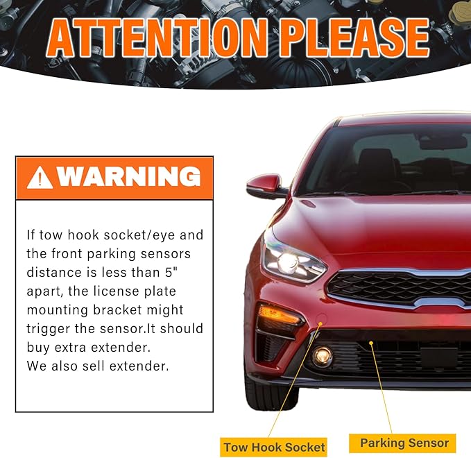 License Plate Holder Front Bracket No Drill Tow Hook Mount Anti-Theft License Plate Frame Compatible with 2018-up Kia Stinger