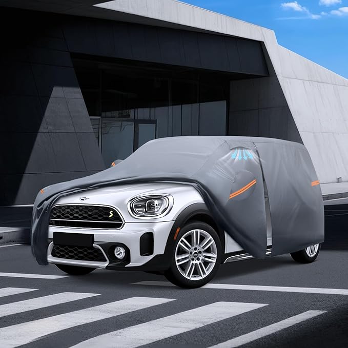 Waterproof MINI Countryman(2010-2026) Car Cover with Breathable Vents, [2025 Upgrade] Premium Covers with Cotton Liner and Zipper Door,Sun Rain Snow Dust Uv Protection.(Gift with Towel)