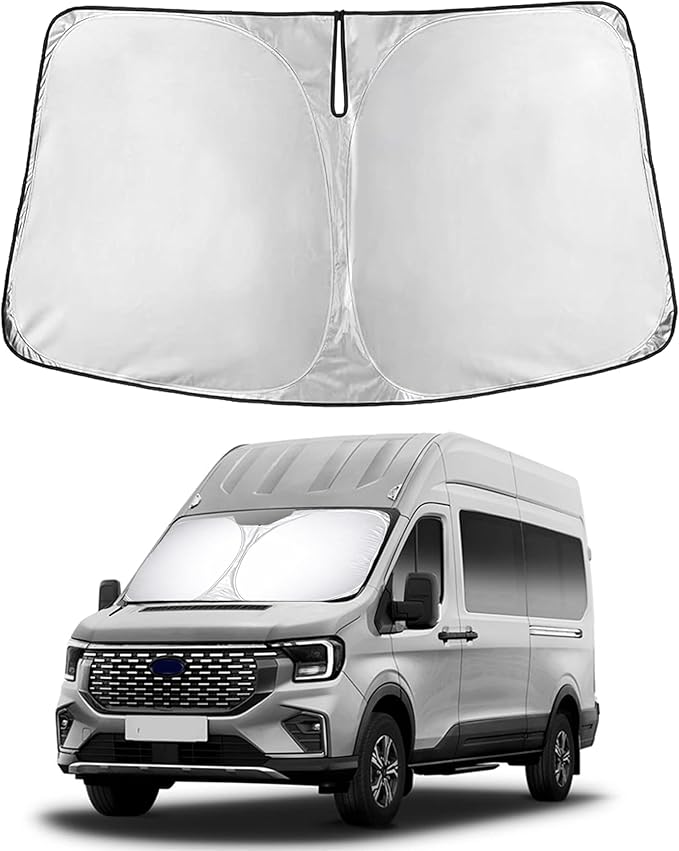 EcoNour Windshield Sunshade for Ford E Transit 2022-2024 2025 2026, Sun Visor for Front Windshield & Window Sun Shade Cover, UV Heat Blocker & Protector, Car Accessories