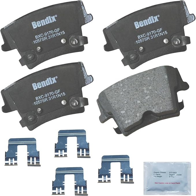 Bendix Priority1 CFC1057SR Ceramic Rear Brake Pads for Chrysler 300 2022-2005, Dodge Challenger 2022-2009, Charger 2022-2006, Magnum 2008-2005