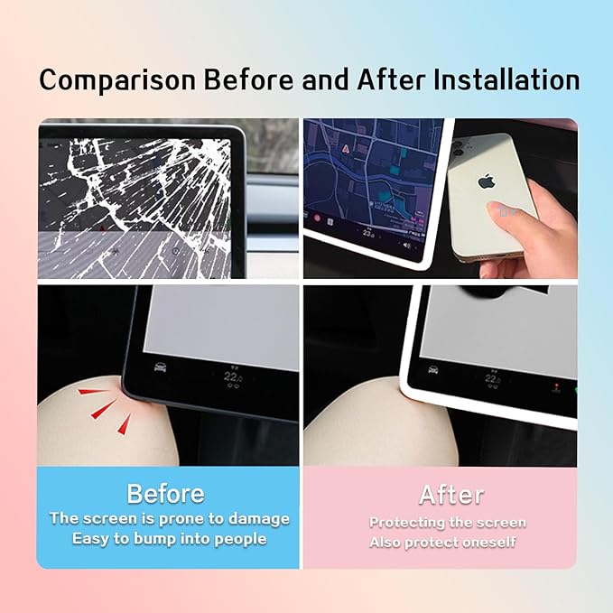 for 2017-2023 Tesla Model 3/2021-2024 Model Y Center Console Armrest Cover Screen and Internal Mirror Protective Cover Interior Accessories (White-M3/Y-3pcs)