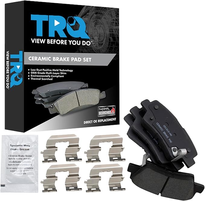 TRQ Rear Brake Pads Ceramic Compatible with 2010-2011 Hyundai Azera 2009-2010 Sonata 2007-2009 Kia Amanti 2010-2013 Soul