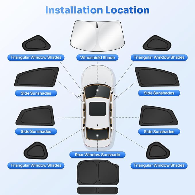 Window Shades for 2010-2015 Toyota Prius Hatchback Accessories Windshield Sun Shade Side Rear Window Covers Sunshade Sun Visor Shield Privacy Protection for Camping Keep Car Cool Black 11PCS