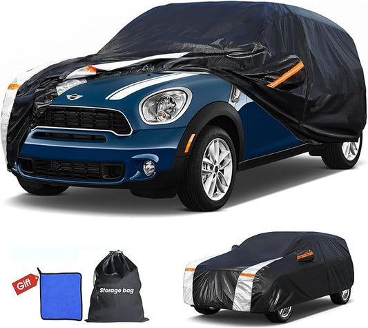 10 Layers Car Cover Custom Fit for Tesla Countryman 2015-2026 100% Waterproof All Weather Automobiles, Gift with Towel, Heavy Duty Car Covers for Rain Sun UV Protection with Door Zipper.