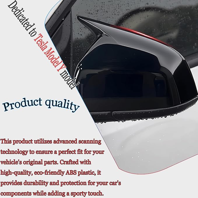 Side Mirror Cover,for Tesla Model Y 2021-2024，2PCS Turn Signal housing Cover Sets car Accessories -Bright Black（Not Fit 2025 Juniper）