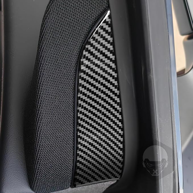 Carbon Fiber Sticker Car Pillar Posts Door Window Inside Panel Cover Car Exterior Trim Compatible with Tesla Model 3 2024 2025 Accessories Decorative Sticker
