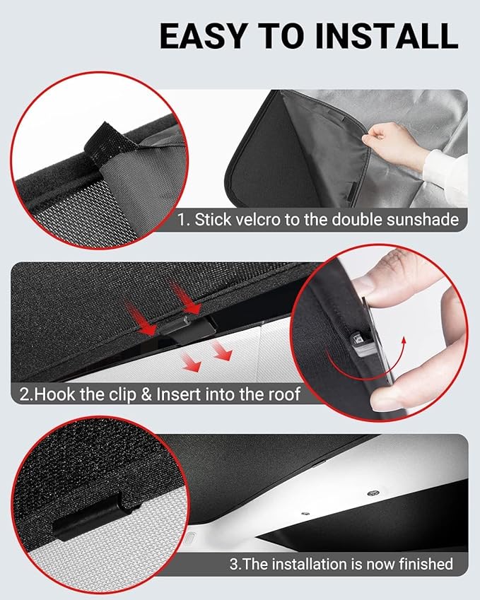 BASENOR 2026-2022 Tesla Model S Sunshade Roof [No Gap] Glass Roof Sunshade UV Protection Foldable Sunroof Shade Top Window Cover for Model S/Model S Plaid Heat Insulation Upgraded Black