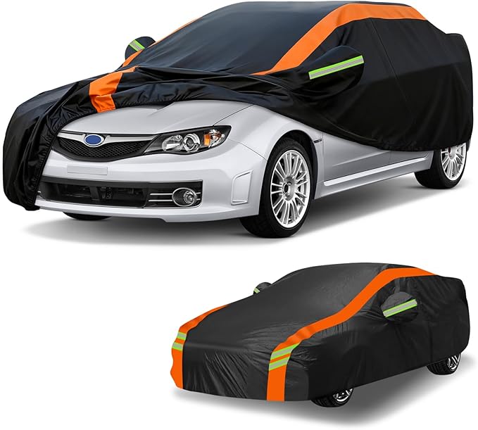 Car Cover for Subaru WRX/WRX STI/Impreza 2007-2026, Multi-Layer Automobiles Covers Waterproof All Weather with Zipper Door, Sun Rain Snow Dust Protection