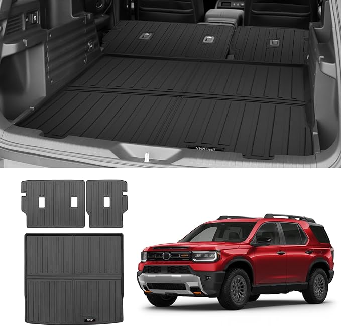 Custom for 2026 Honda Passport Cargo Mats Trunk Liner and Rear Seat Backrest Mats All Weather TPE Protection Mat Accessories (for 2026 Honda Passport)