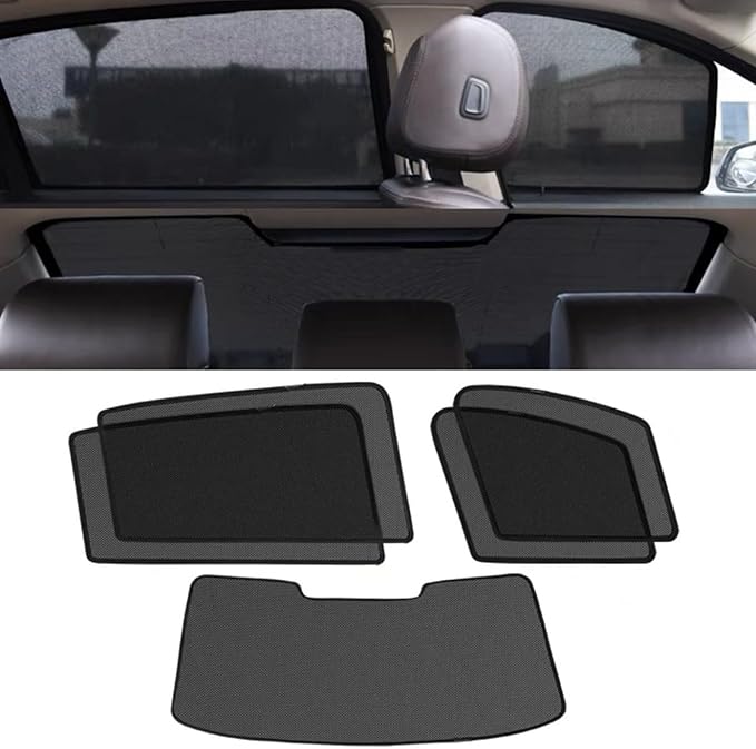 Car Side Window Sun Shades Fit for Tesla Model 3 Huan 2024-2026,Breathable Mesh Car Curtains Protection Heat and UV & Privacy for Baby Sleeping Camping,5Pcs-Side+Rear