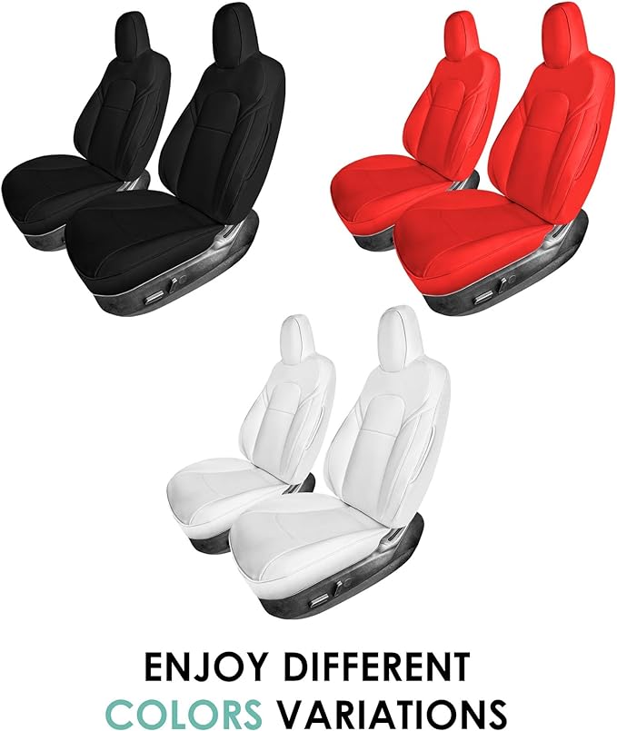FH Group Custom Fit Car Seat Covers Specifically Made for 2017–2023 Tesla Model 3 Rear Set Solid White Faux Leather Car Seat Covers, Waterproof Automotive Seat Covers, Tesla Accessories