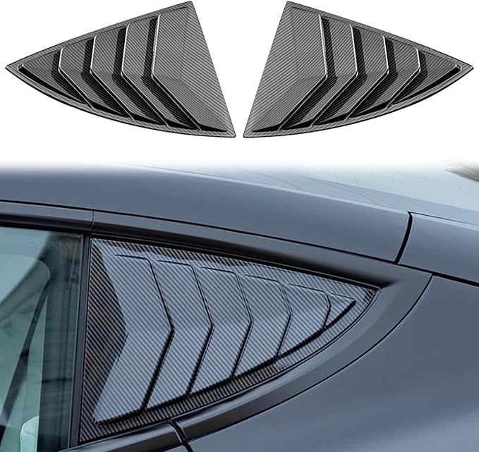 Window Louvers Fits for Tesla Model 3 2017-2024 2025 Accessories Rear Side Window Louvers Windshield Sun Shade Cover Auto Exterior Decoration Trim Accessories(Carbon Fiber)