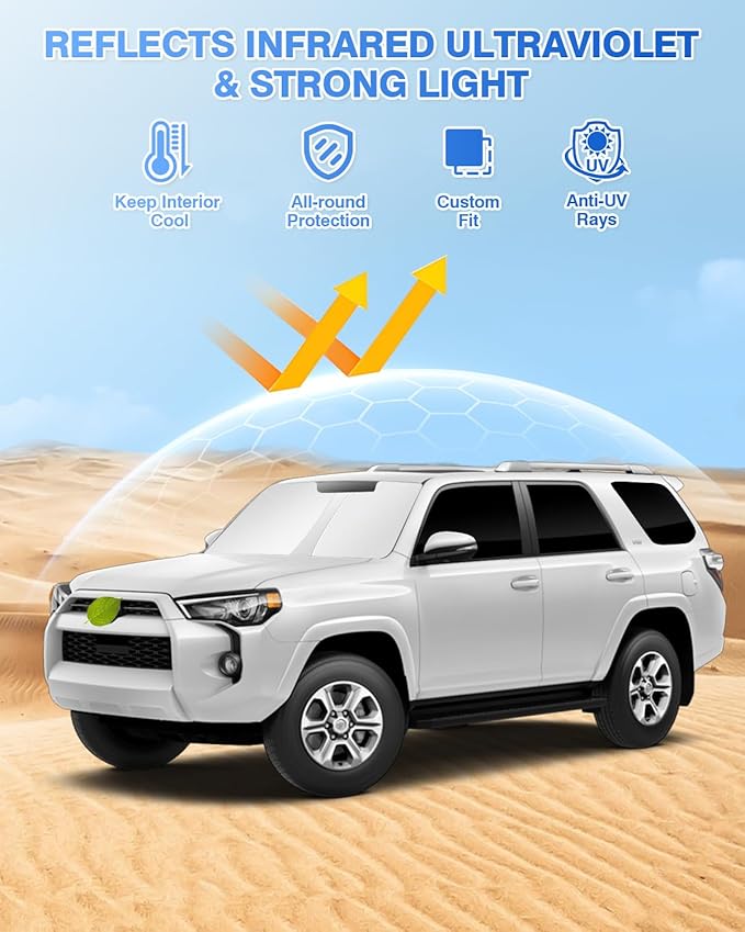 Window Shades for 5th Gen Toyota 4Runner 2010-2024 Accessories Windshield Sun Shade Side Rear Window Covers Sunshade Full Set Sun Visor Privacy Protection Camping Keep Vehicle Cool Black 8PCS