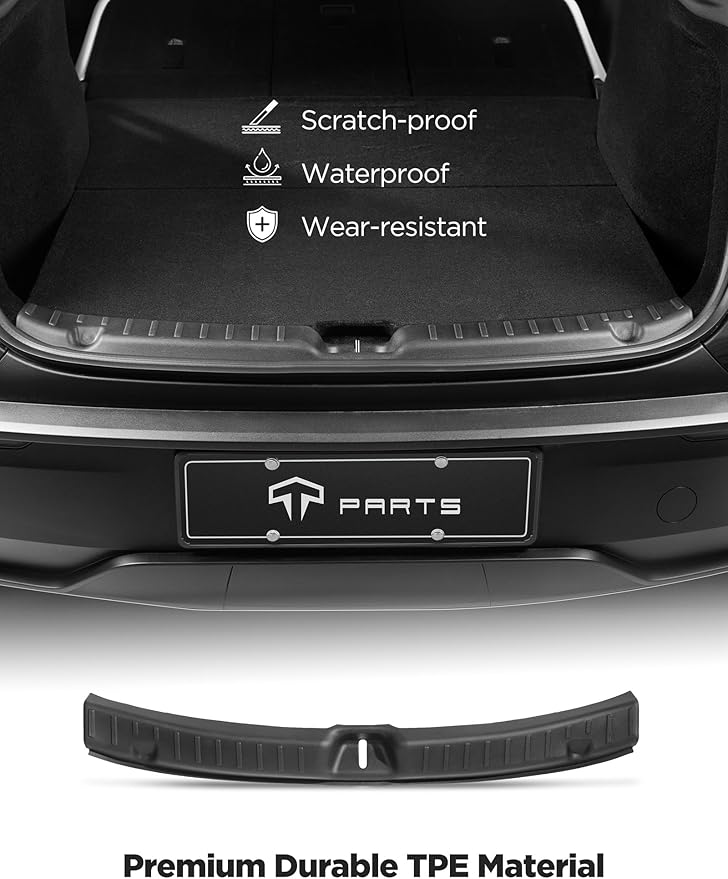 TPARTS Tailgate Threshold Cover for Tesla Model Y Juniper 2026 2025 Anti-Scratch Trunk Bumper Guard Door Sill Protector TPE Trunk Sill Guard Model Y Interior Accessories (Premium/Performance)
