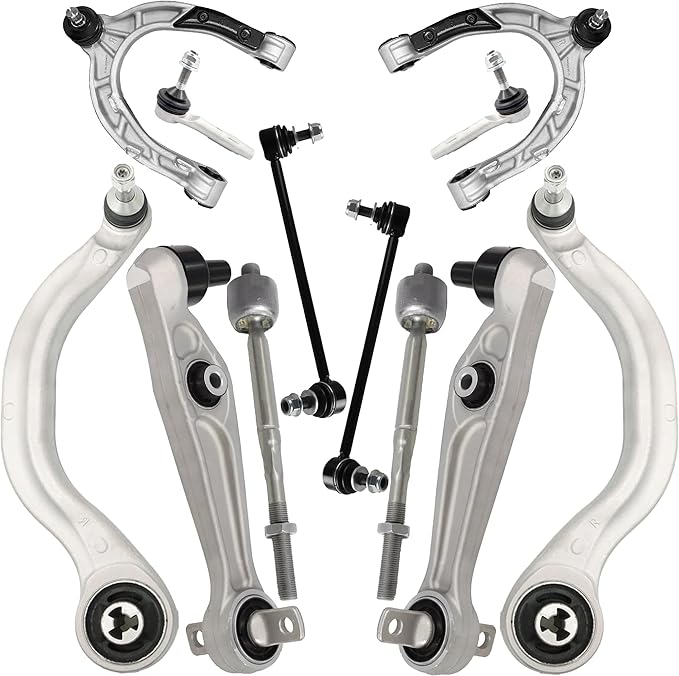 Suspension Front Control Arm Kit Compatible With 2017 2018 2019 2020 2021 Tesla Model 3 Sway Bar Link Front, Outer Tie Rod End & Inner Tie Rod End