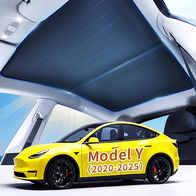 2025 Newly Upgraded Sunshade Roof for Tesla Model Y Nano - Molecular Insulation Technology, Blocks UV Rays & Heat, Ideal Tesla Accessory (Black, Model Y (2020-2024)