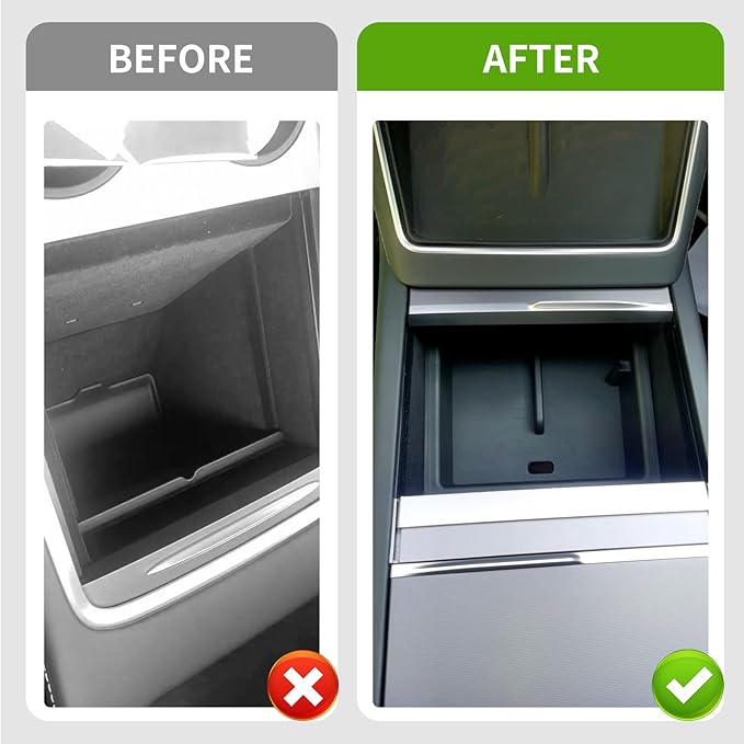 Tesla Model Y Juniper Center Console Organizer 6 PCS Silicone 2025 2026 New Tesla Model Y Juniper & Model 3 Highland Accessories Silent Hidden Storage Box with Rear Air Vent Protector