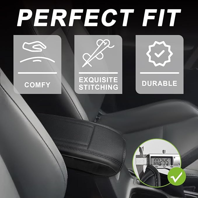 Muslogy Center Console Armrest Cover Fit for Toyota RAV4 2013-2018 Accessories, Comfort Armrest Pad Console Lid Cushion Vegan Leather Regular Thick